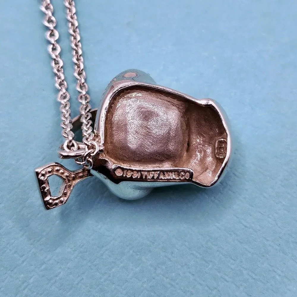 RARE Vintage 1991 Tiffany & Co. Sterling Silver Bucket Shovel Pendant Necklace.